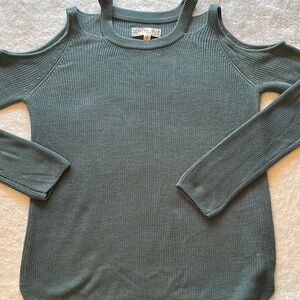 Pink Republic Cold Shoulder Sweater - Teal